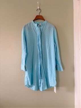 NWT Melissa Odabash Light Blue Button-Front Tunic
